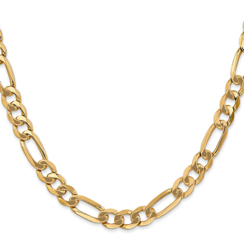 14K 7.0mm Flat Figaro Chain (Weight: 34.61 Grams, Length: 22 Inches)