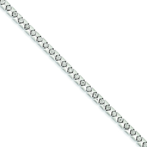 925 Sterling Silver Rhodium Plated Diamond Bracelet