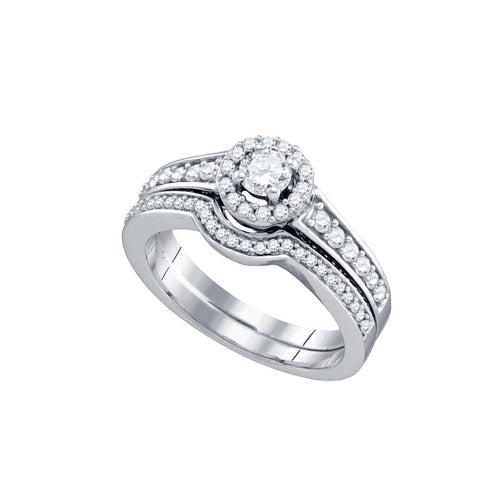 14kt White Gold Womens Round Diamond Bridal Wedding Engagement Ring Band Set 3/4 Cttw 72514 - shirin-diamonds