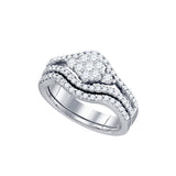 10kt White Gold Womens Diamond Flower Cluster Bridal Wedding Engagement Ring Band Set 3/4 Cttw 72562 - shirin-diamonds