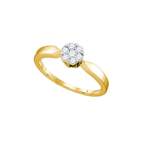 10k Yellow Gold Flower Cluster Diamond Womens Bridal Wedding Engagement Ring 1/4 Cttw 72682 - shirin-diamonds