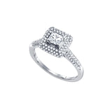 14kt White Gold Womens Princess Diamond Solitaire Halo Bridal Wedding Engagement Ring 3/8 Cttw 73459 - shirin-diamonds