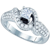 14kt White Gold Womens Princess Diamond Solitaire Swirl Bridal Wedding Engagement Ring 7/8 Cttw 73475 - shirin-diamonds