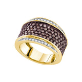 10kt Yellow Gold Womens Round Cognac-brown Colored Diamond Cocktail Ring 1-1/2 Cttw 73577 - shirin-diamonds