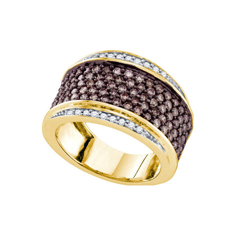 10kt Yellow Gold Womens Round Cognac-brown Colored Diamond Cocktail Ring 1-1/2 Cttw 73577 - shirin-diamonds