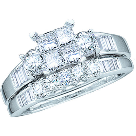 10kt White Gold Womens Princess Diamond Bridal Wedding Engagement Ring Band Set 1/2 Cttw 73823 - shirin-diamonds