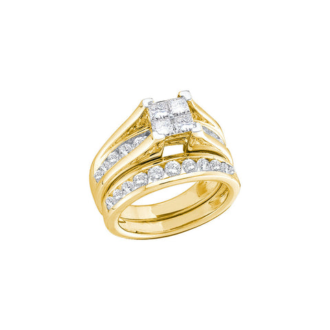 10kt Yellow Gold Womens Princess Diamond Bridal Wedding Engagement Ring Band Set 1/2 Cttw 73855 - shirin-diamonds