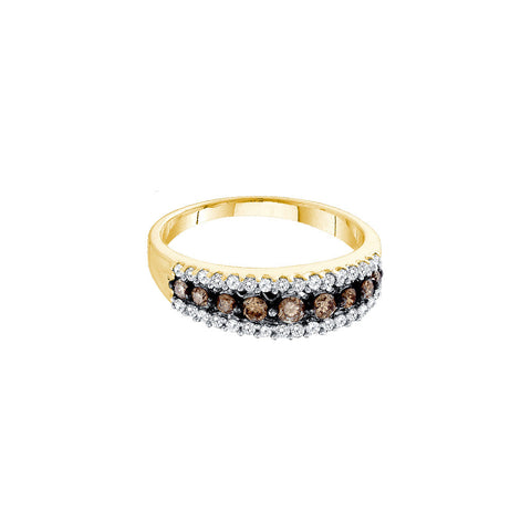 10k Yellow Gold Womens Cognac-brown Colored Diamond Band Ring 1/2 Cttw Size 6 74264 - shirin-diamonds