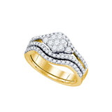 10kt Yellow Gold Womens Diamond Flower Cluster Bridal Wedding Engagement Ring Band Set 3/4 Cttw 74347 - shirin-diamonds