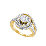 10kt Yellow Gold Womens Round Diamond Flower Cluster Bridal Wedding Engagement Ring 1.00 Cttw 74362 - shirin-diamonds