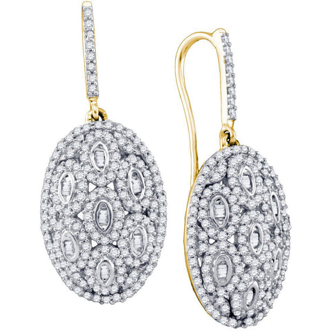 10kt Yellow Gold Womens Round Diamond Dangle Earrings 1-1/10 Cttw 74432 - shirin-diamonds