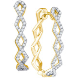 10kt Yellow Gold Womens Round Diamond Woven Hoop Earrings 1/4 Cttw 74483 - shirin-diamonds