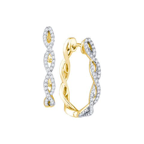 10kt Yellow Gold Womens Round Diamond Hoop Earrings 1/2 Cttw 74485 - shirin-diamonds