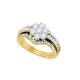 14kt Yellow Gold Womens Diamond Cluster Bridal Wedding Engagement Ring Band Set 1.00 Cttw 74721 - shirin-diamonds