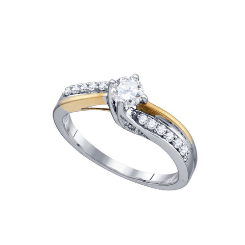 14k White Gold Womens Round Diamond Solitaire 2-Tone Bridal Wedding Engagement Ring 1/2 Cttw 74778 - shirin-diamonds