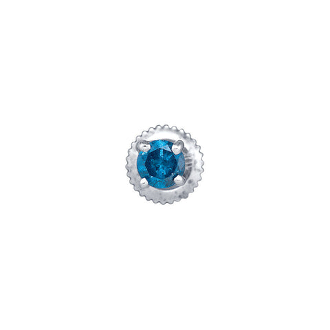 10k White Gold Womens Blue Colored Round Diamond Solitaire Screwback Stud Earrings 1/2 Cttw 74804 - shirin-diamonds