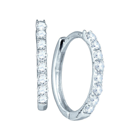 10kt White Gold Womens Round Diamond Hoop Earrings 1/3 Cttw 74962 - shirin-diamonds