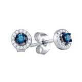 10kt White Gold Womens Round Blue Colored Diamond Stud Earrings 1/5 Cttw 75017 - shirin-diamonds