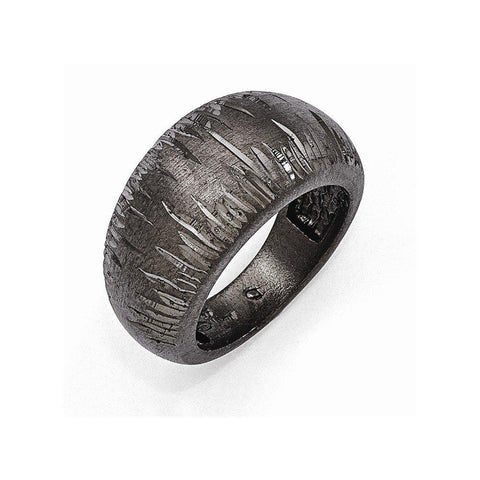 Sterling Silver Ruthenium-plated Brushed & D/C Ring