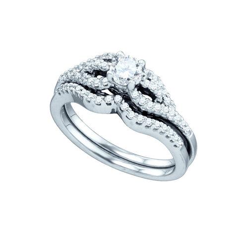 14kt White Gold Womens Round Diamond Bridal Wedding Engagement Ring Band Set 3/4 Cttw 75214 - shirin-diamonds