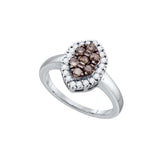 10k White Gold Womens Cognac-brown Colored Cluster Oval-shape Diamond Ring 1/2 Cttw 75250 - shirin-diamonds