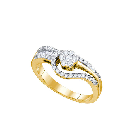 10kt Yellow Gold Womens Round Diamond Flower Cluster Bridal Wedding Engagement Ring 1/2 Cttw 75579 - shirin-diamonds