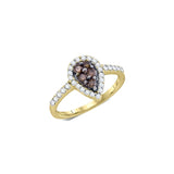 10kt Yellow Gold Womens Round Cognac-brown Colored Diamond Cluster Ring 1/2 Cttw 76153 - shirin-diamonds