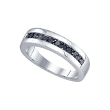 10kt White Gold Mens Round Black Colored Diamond Band Wedding Anniversary Ring 1/2 Cttw 76160 - shirin-diamonds