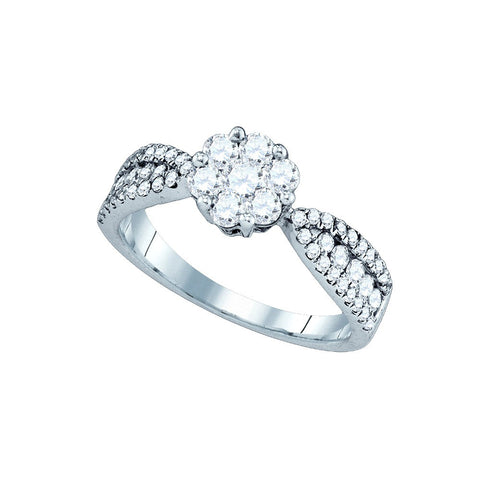 14kt White Gold Womens Round Diamond Cluster Bridal Wedding Engagement Ring 1.00 Cttw 76184 - shirin-diamonds