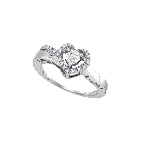 Sterling Silver Womens Round Diamond Heart Love Promise Ring 1/10 Cttw 76414 - shirin-diamonds