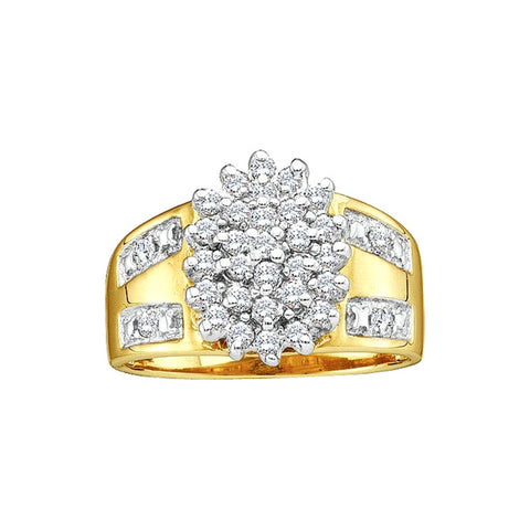 10kt Yellow Gold Womens Round Diamond Cluster Ring 1/2 Cttw 7647 - shirin-diamonds
