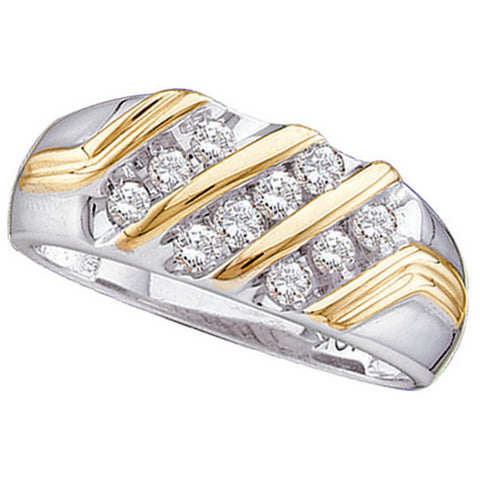 10kt Two-tone Gold Mens Round Diamond Band Wedding Anniversary Ring 1/2 Cttw 7660 - shirin-diamonds