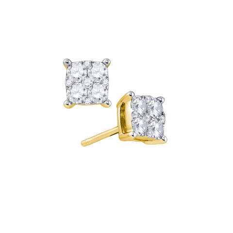 18kt Yellow Gold Womens Round Diamond Cluster Screwback Earrings 5/8 Cttw 77391 - shirin-diamonds