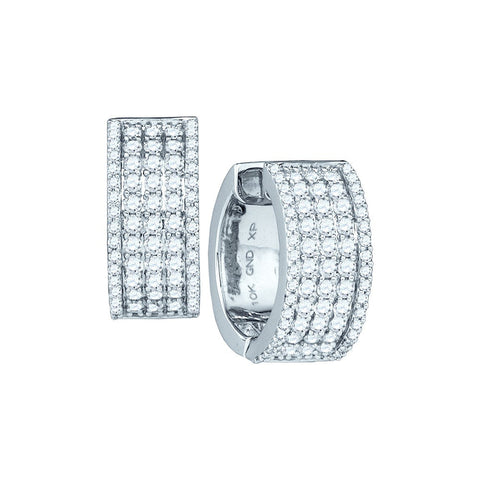 10kt White Gold Womens Round Diamond Huggie Earrings 1-5/8 Cttw 77434 - shirin-diamonds