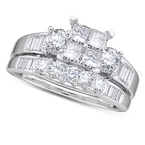 10kt White Gold Womens Princess Diamond Bridal Wedding Engagement Ring Band Set 7/8 Cttw 77491 - shirin-diamonds