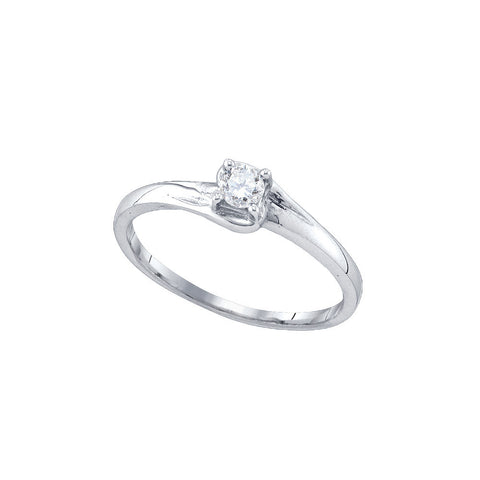 10kt White Gold Womens Round Diamond Solitaire Promise Bridal Ring 1/10 Cttw 77560 - shirin-diamonds