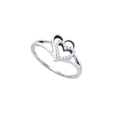 10kt White Gold Womens Round Diamond Double Nested Heart Love Ring 1/8 Cttw 77562 - shirin-diamonds