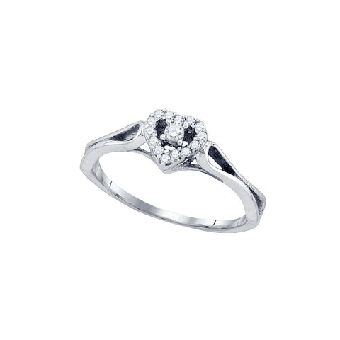 10kt White Gold Womens Round Diamond Heart Love Promise Bridal Ring 1/10 Cttw 77575 - shirin-diamonds