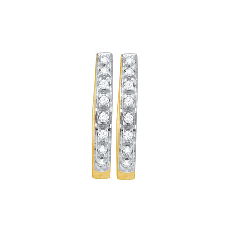 10kt Yellow Gold Womens Round Diamond Single Row Hoop Earrings 1/8 Cttw 7758 - shirin-diamonds