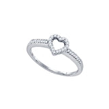 10kt White Gold Womens Round Diamond Heart Love Ring 1/6 Cttw 77590 - shirin-diamonds