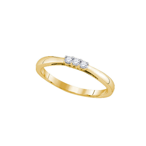 14kt Yellow Gold Womens Round Diamond 3-stone Promise Bridal Ring 1/12 Cttw 77626 - shirin-diamonds