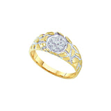 10kt Yellow Gold Mens Round Diamond 2-tone Nugget Band Ring 1/20 Cttw 7895 - shirin-diamonds