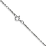 14K White Gold Thin 18in 1.00mm Carded Cable Rope Necklace Chain