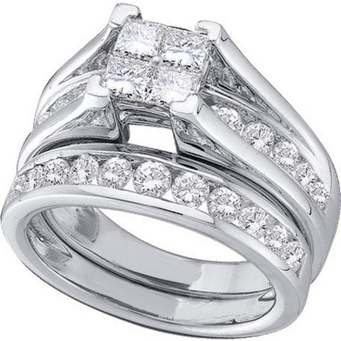 10kt White Gold Womens Princess Diamond Bridal Wedding Engagement Ring Band Set 1/2 Cttw 80936 - shirin-diamonds