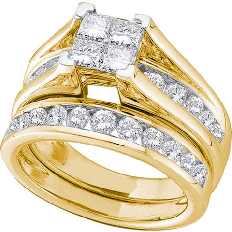 10kt Yellow Gold Womens Princess Diamond Bridal Wedding Engagement Ring Band Set 1/2 Cttw 80975 - shirin-diamonds
