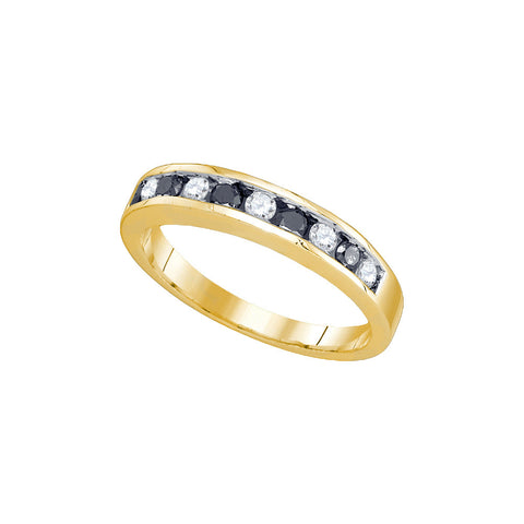 10kt Yellow Gold Womens Round Blue Colored Diamond Band Ring 1/2 Cttw 80984 - shirin-diamonds