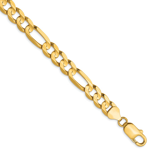 10K Yellow Gold 7.5mm Concave Figaro Bracelet (Weight: 12.33 Grams, Length: 8 Inches)