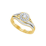 10kt Yellow Gold Womens Round Diamond Flower Floral Bridal Wedding Engagement Ring Band Set 1/4 Cttw 81258 - shirin-diamonds