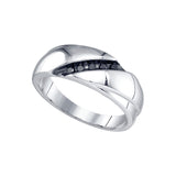 Sterling Silver Mens Round Black Colored Diamond Diagonal Row Band Ring 1/8 Cttw 81567 - shirin-diamonds