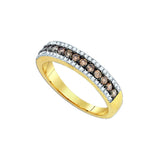 14k Yellow Gold Cognac-brown Colored White Diamond Pave-set Womens Unique Band Ring 1/2 Cttw 81630 - shirin-diamonds